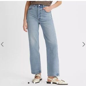 RIBCAGE STRAIGHT ANKLE WOMEN'S JEANS, Light blue wash